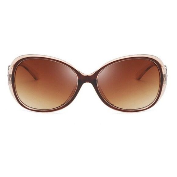 Brown Ombre Cat Eye Oversized Sunglasses with Case Nwt - Picture 1 of 5